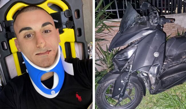 Incidente stradale a Sebastian Colnaghi. L'appello: "Con il telefonino alla guida diventiamo potenziali assassini"